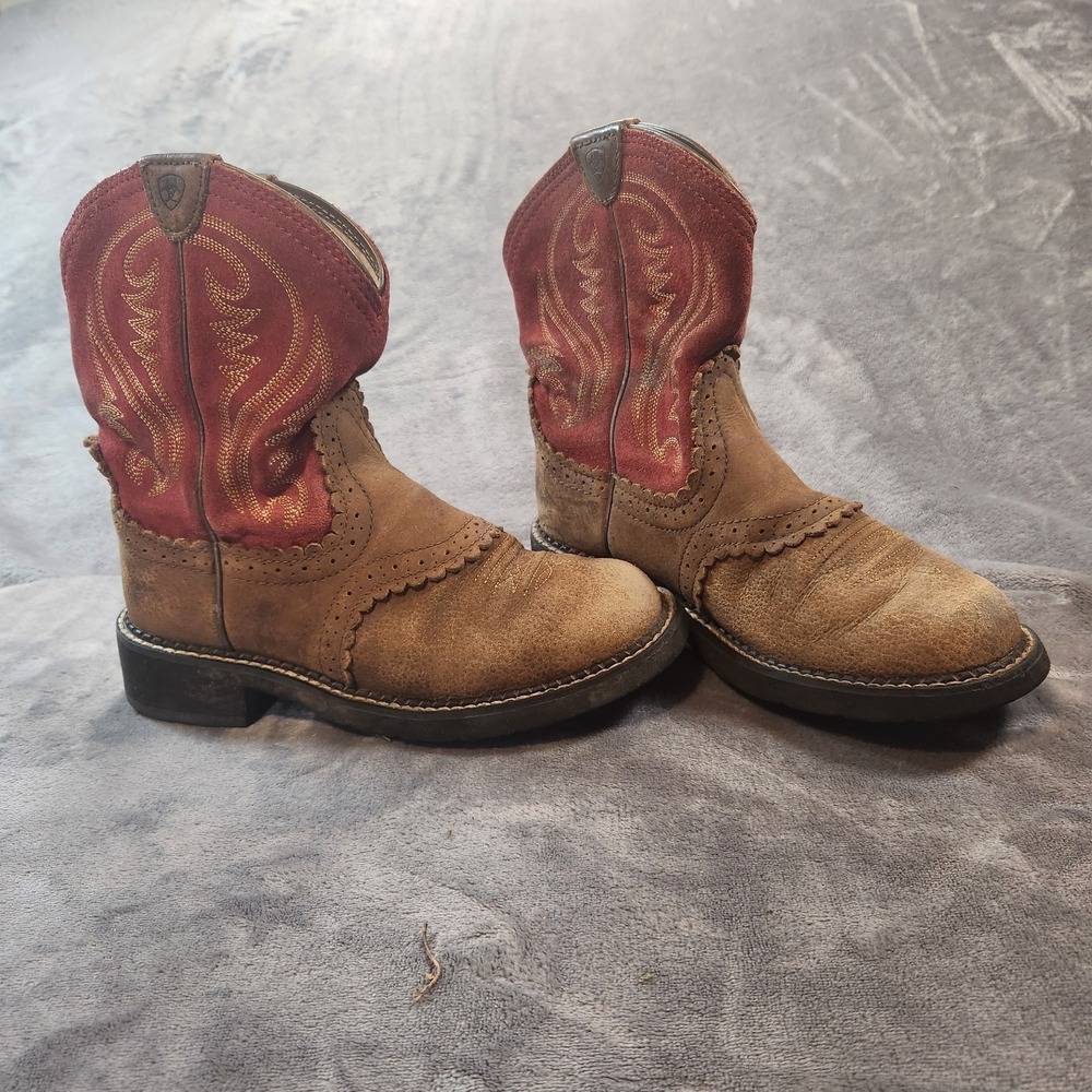 Ariat Boots Womens 7 Brown Red Leather Fatbaby Cowgirl Western 10014079 - Picture 3 of 9